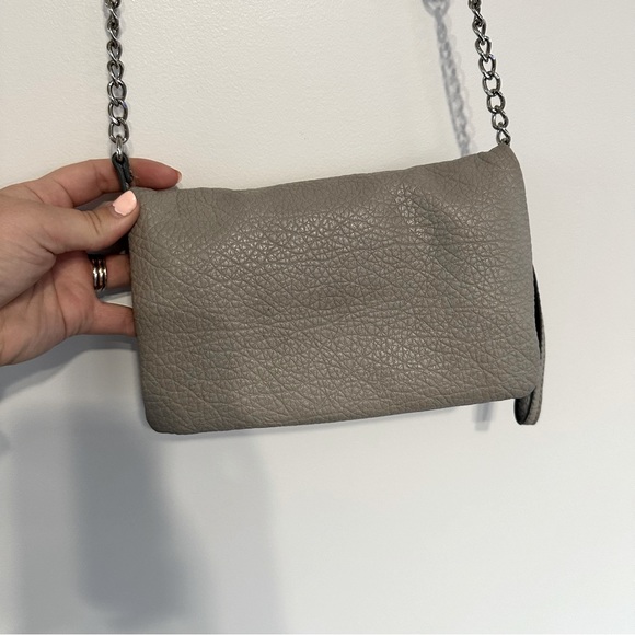 Nine West Grey Leather Foldover Crossbody Satchel - Picture 2 of 7